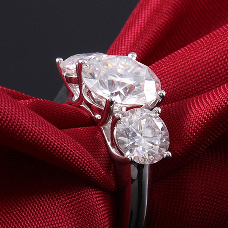 925 Sterling Silver Round Cut CZ Three Stone Ring for women 3