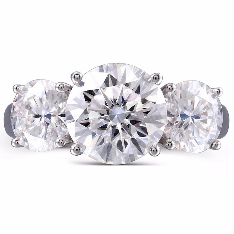 925 Sterling Silver Round Cut CZ Three Stone Ring for women 1