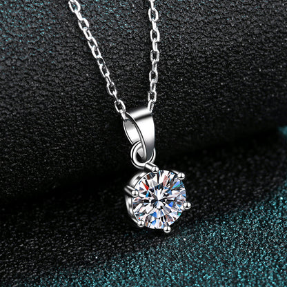 925 Sterling Silver Classic Round Brilliant Cut CZ Diamond Pendant Necklace 4