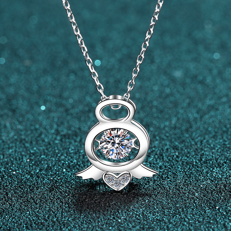 925 Sterling Silver Round Cut Dancing CZ Diamond Pendant Necklace 6