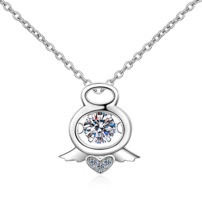 925 Sterling Silver Round Cut Dancing CZ Diamond Pendant Necklace 1