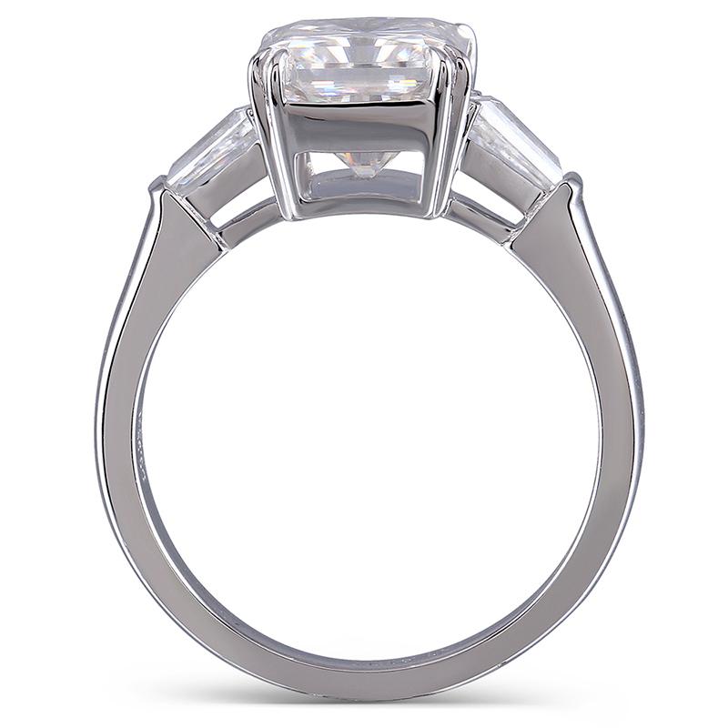 925 Sterling Silver Radiant Cut CZ Three Stone Ring 2