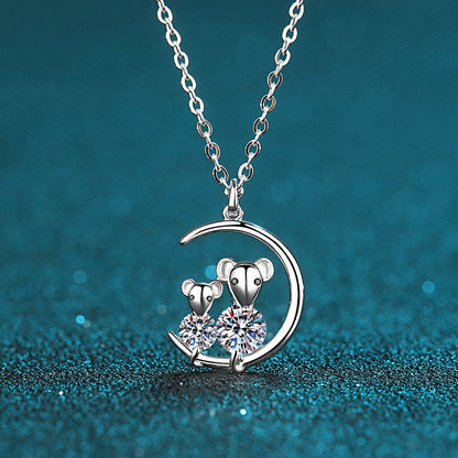 925 Sterling Silver Round Cut CZ Rat Necklace 5