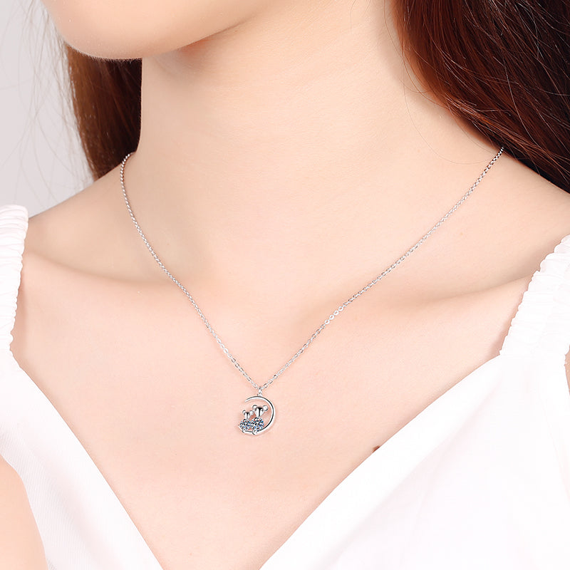 925 Sterling Silver Round Cut CZ Rat Necklace 2