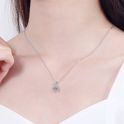 925 Sterling Silver Round Cut CZ Knot Money Bag Necklace 2