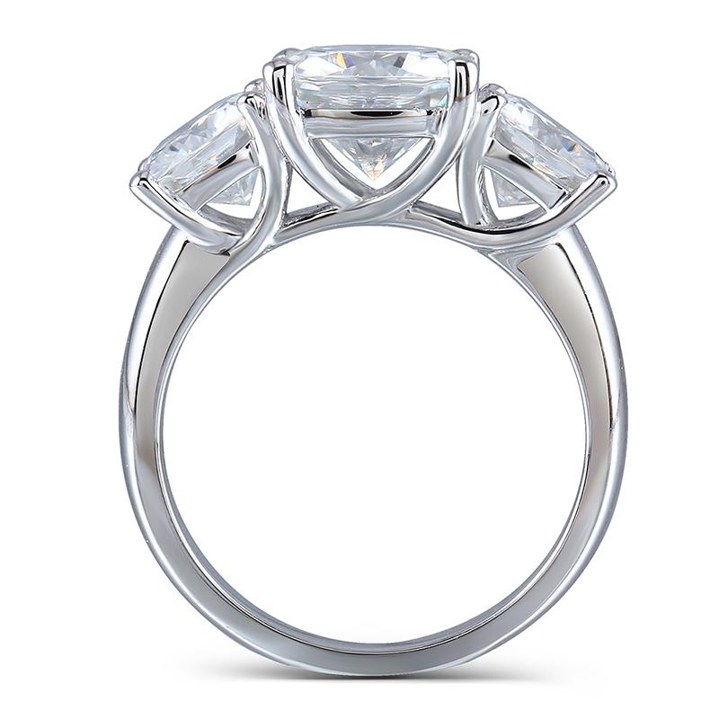 925 Sterling Silver Cushion Cut CZ Three Stone Ring for women 2