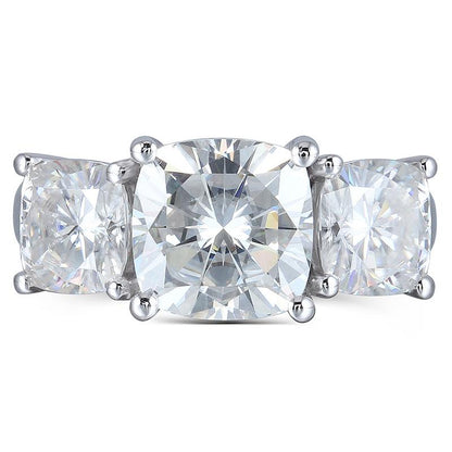 925 Sterling Silver Cushion Cut CZ Three Stone Ring for women 3