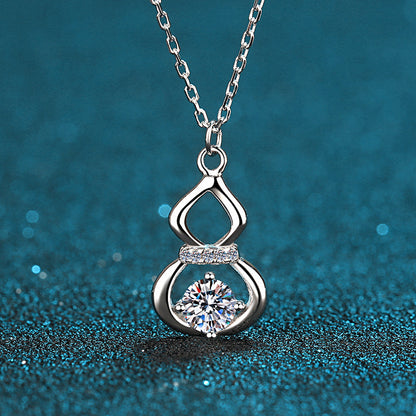 925 Sterling Silver Round Cut CZ Gourd Pendant Necklace 4