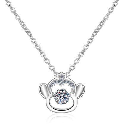 925 Sterling Silver Round Cut CZ Zodiac Dancing Pendant Necklace 10