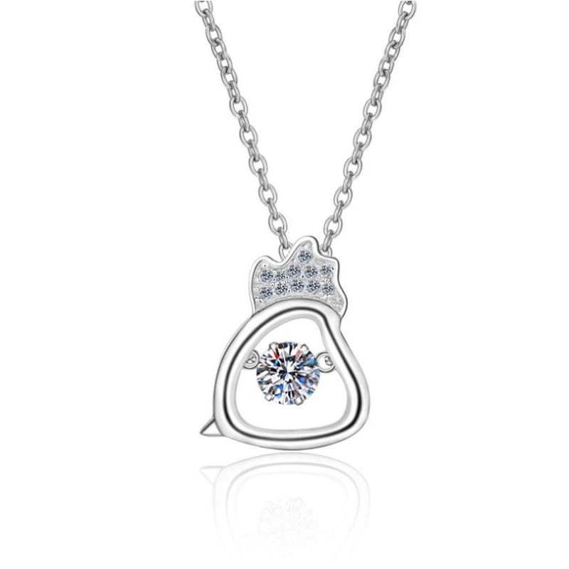 925 Sterling Silver Round Cut CZ Zodiac Dancing Pendant Necklace 11