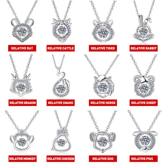 925 Sterling Silver Round Cut CZ Zodiac Dancing Pendant Necklace 1