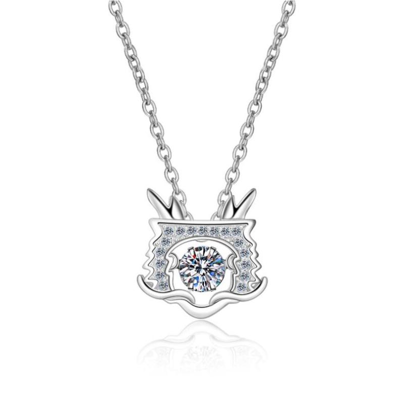 925 Sterling Silver Round Cut CZ Zodiac Dancing Pendant Necklace 6