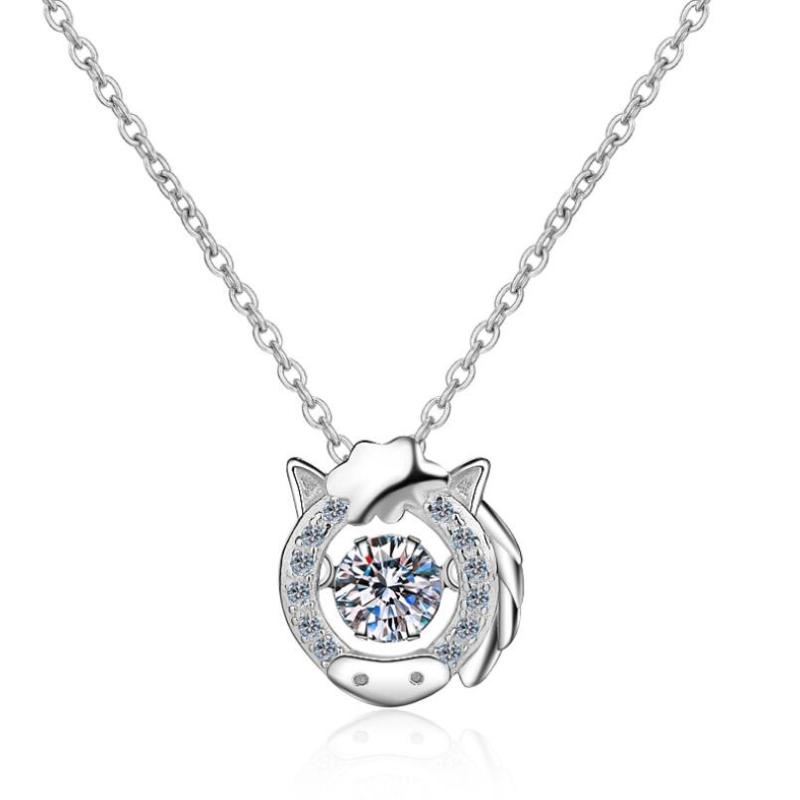 925 Sterling Silver Round Cut CZ Zodiac Dancing Pendant Necklace 8