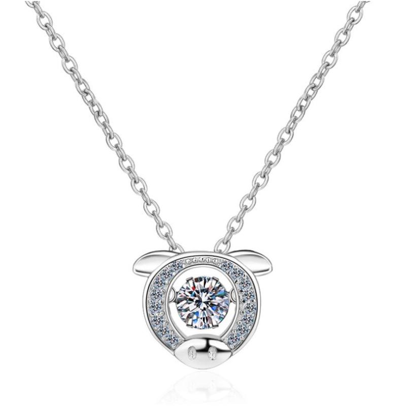 925 Sterling Silver Round Cut CZ Zodiac Dancing Pendant Necklace 13