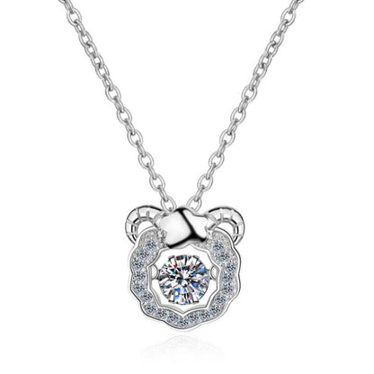 925 Sterling Silver Round Cut CZ Zodiac Dancing Pendant Necklace 9