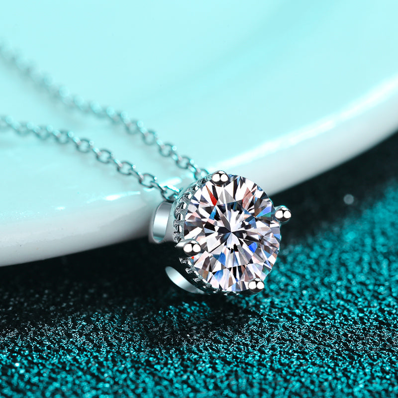 925 Sterling Silver Round Cut CZ Classic Pendant Necklace 4