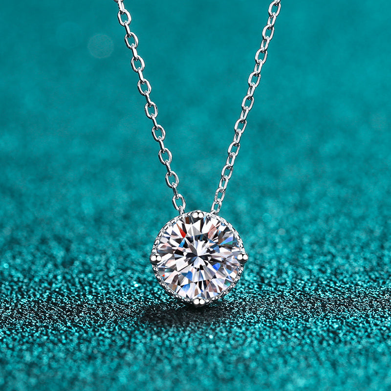 925 Sterling Silver Round Cut CZ Classic Pendant Necklace 3