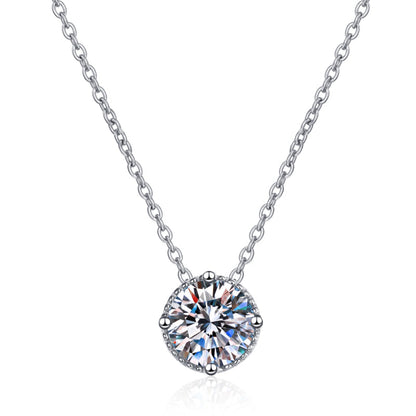 925 Sterling Silver Round Cut CZ Classic Pendant Necklace 1