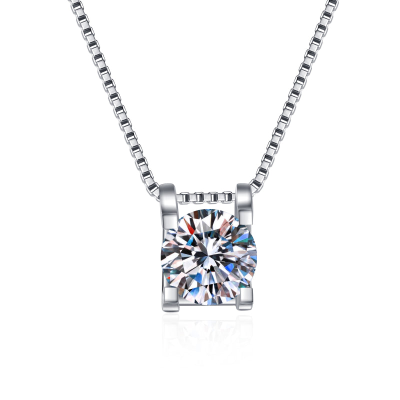 925 Sterling Silver Classis Round Cut CZ Diamond Necklace 1