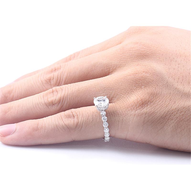 925 Sterling Silver Round Cut CZ Classic Ring for Women 2