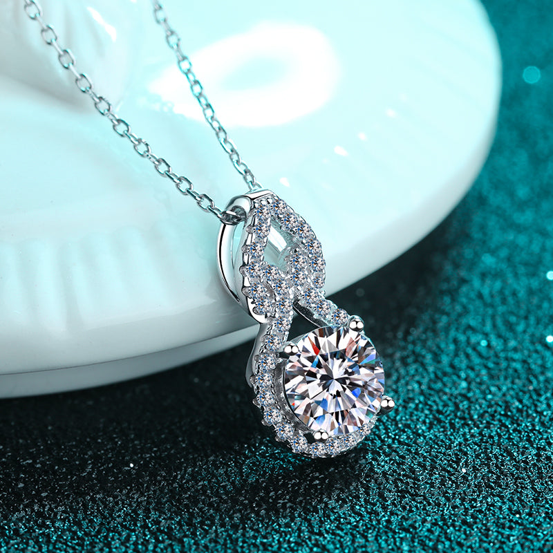 925 Sterling Silver Round Cut CZ Gourd-Shaped Necklace 3