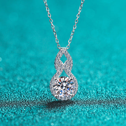 925 Sterling Silver Round Cut CZ Gourd-Shaped Necklace 4