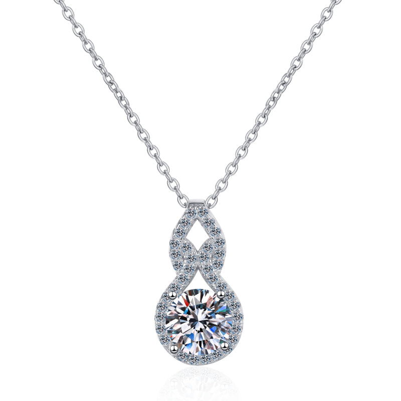 925 Sterling Silver Round Cut CZ Gourd-Shaped Necklace 1