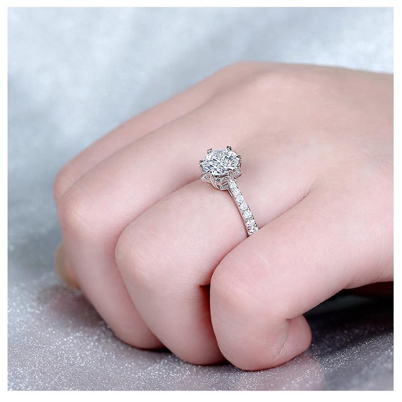 925 Sterling Silver Round Cut CZ Classic Ring for women 3