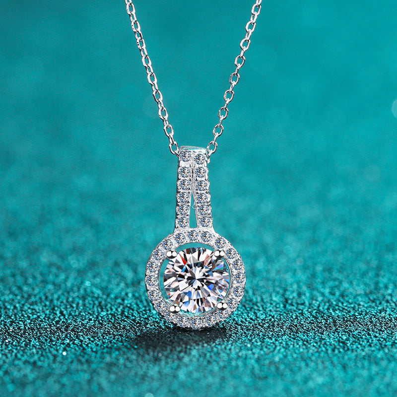 925 Sterling Silver Round Cut CZ  Diamond Classic Pendant Necklace 4