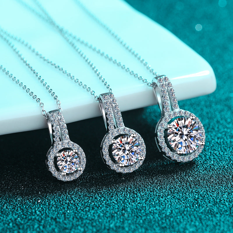 925 Sterling Silver Round Cut CZ  Diamond Classic Pendant Necklace 2