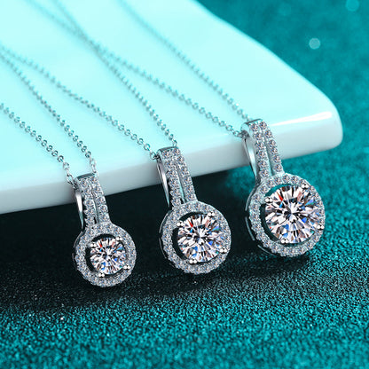 925 Sterling Silver Round Cut CZ  Diamond Classic Pendant Necklace 2