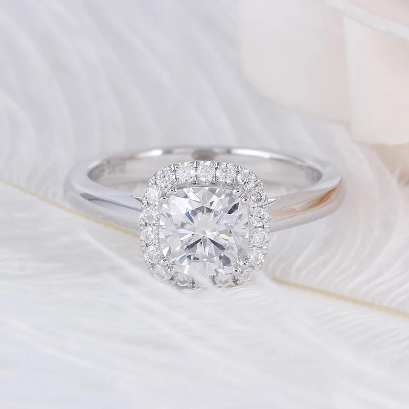 925 Sterling Silver Cushion Cut CZ Halo Ring for women 2