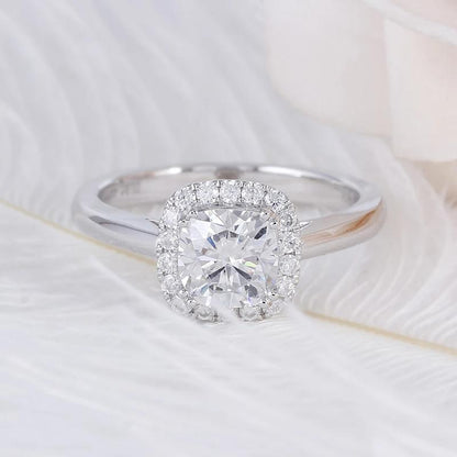 925 Sterling Silver Cushion Cut CZ Halo Ring for women 2