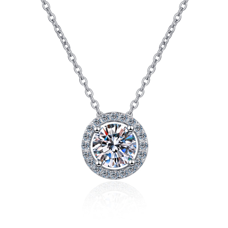 925 Sterling Silver Round Cut CZ Diamond Classic Necklace 1