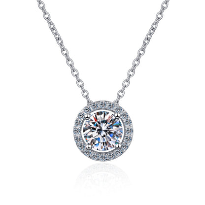 925 Sterling Silver Round Cut CZ Diamond Classic Necklace 1