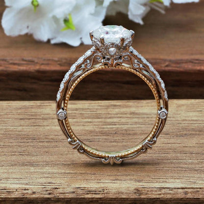 925 Sterling Silver Round Cut CZ Vintage Ladies Ring 7