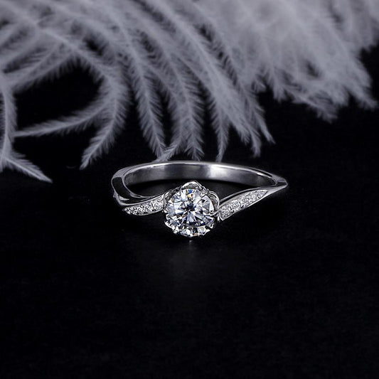 925 Sterling Silver Round Cut CZ Classic Ring for women 1