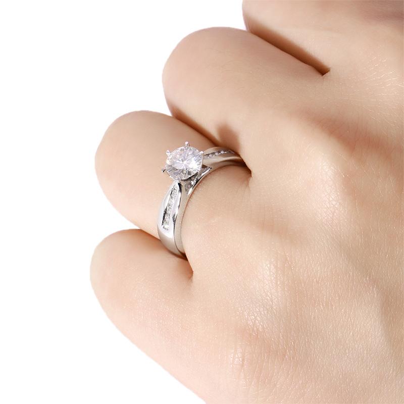 925 Sterling Silver Round Cut CZ Classic Ring for women 5