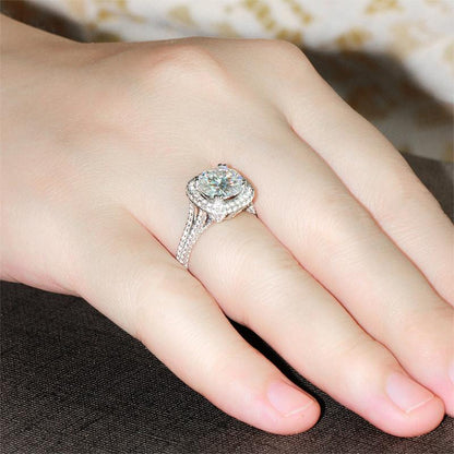 925 Sterling Silver Round Cut CZ Halo Ring for women 5