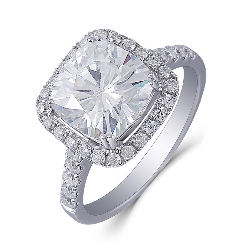 925 Sterling Silver Cushion Cut CZ Halo Ring for women 1