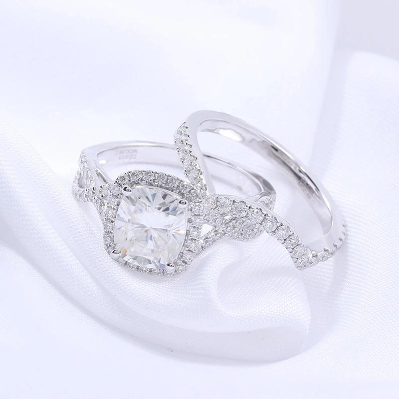 925 Sterling Silver Round Cut CZ Bridal Ring for women 5