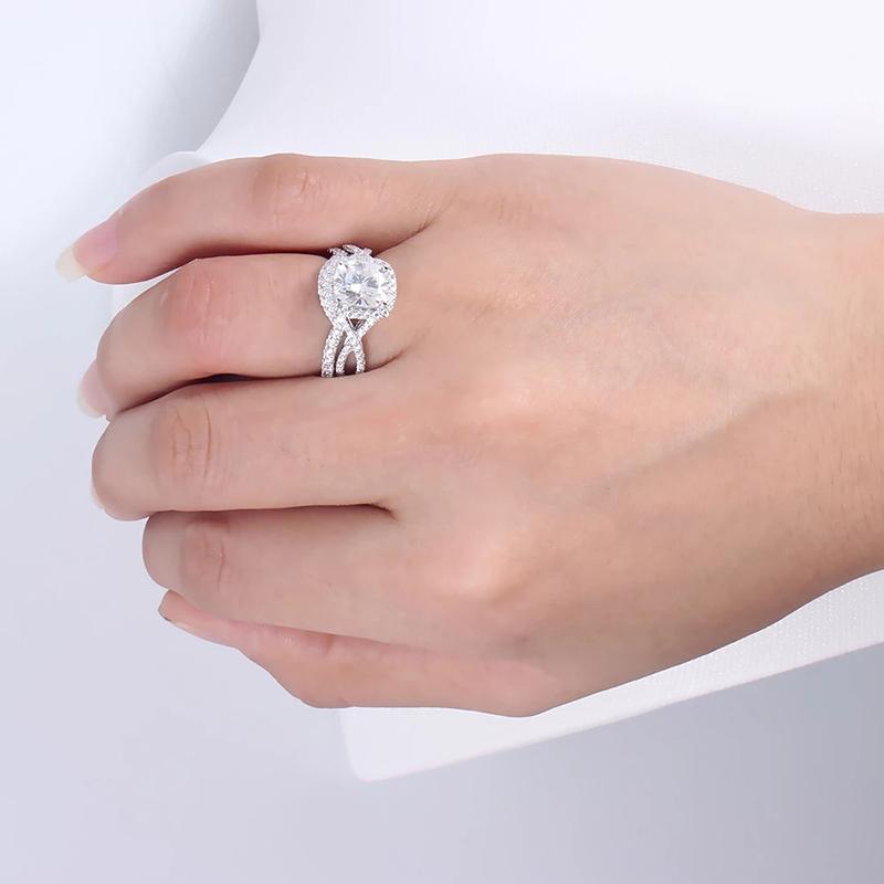 925 Sterling Silver Round Cut CZ Bridal Ring for women 6