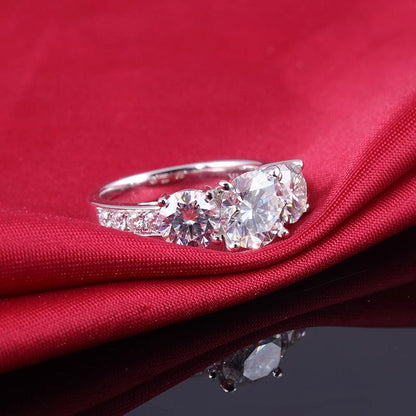 925 Sterling Silver Round Cut CZ Three Stone Ring 4