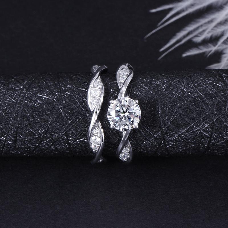 925 Sterling Silver Round Cut CZ Bridal Ring for women 2