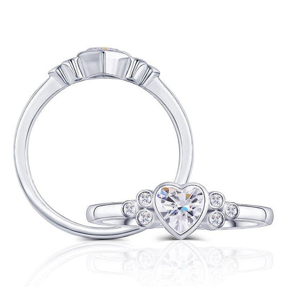 925 Sterling Silver  Heart-shaped CZ Heart Ring 1