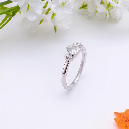 925 Sterling Silver  Heart-shaped CZ Heart Ring 4