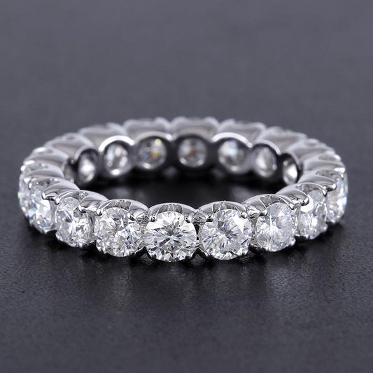 925 Sterling Silver Gold Round Cut CZ Eternity Ring for women 1