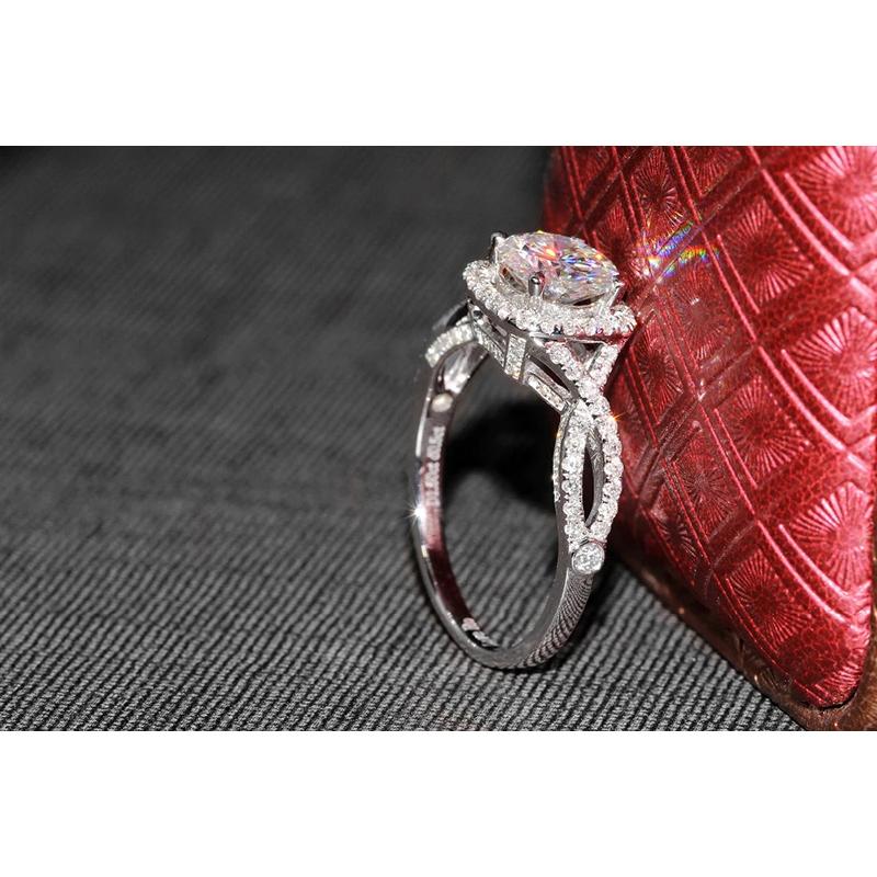 925 Sterling Silver Round Cut CZ Twist Shank Ring for women 5