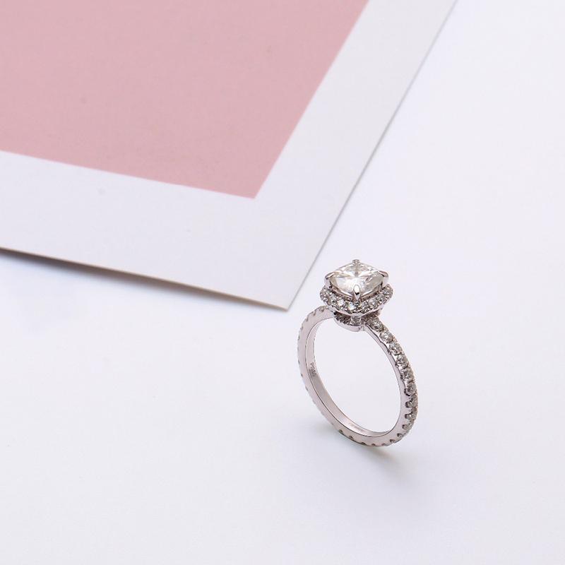 925 Sterling Silver Cushion Cut CZ Halo Ring for women 3