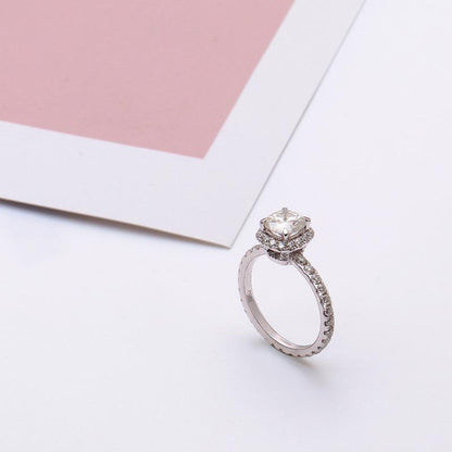 925 Sterling Silver Cushion Cut CZ Halo Ring for women 3